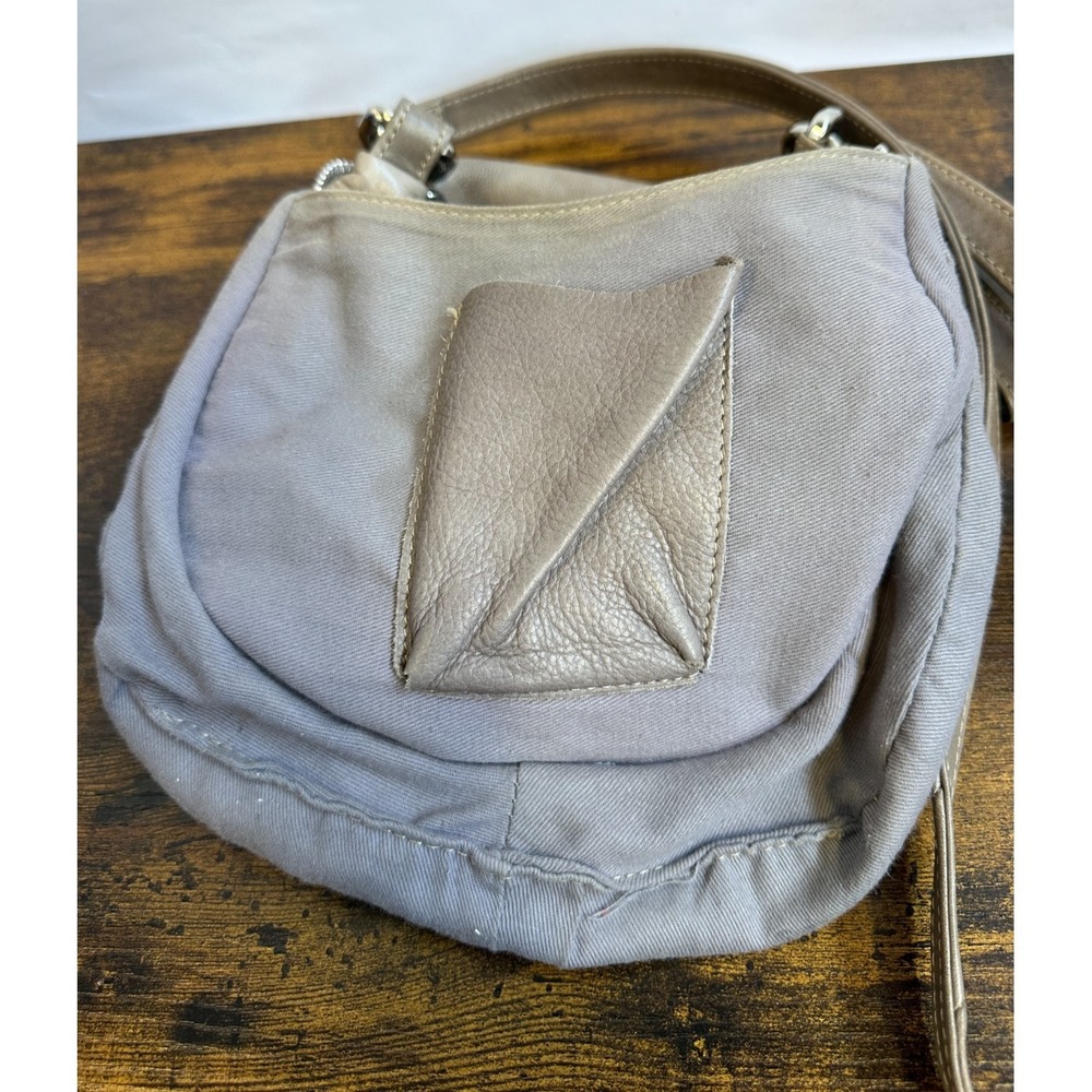 Sundance Leather Saddle Bag Crossbody Purse Taupe Made in Italy Boho Rounded - Picture 11 of 16